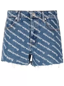 ALEXANDER WANG WOMEN Logo Bite Shorts Blue