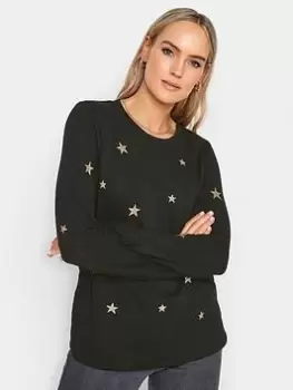 Long Tall Sally All Over Star Printed Jumper, Black, Size 10, Women