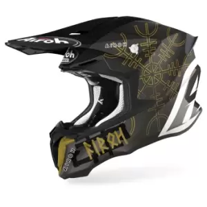 Airoh Twist 2.0 Sword Motocross Helmet, black-white-gold, Size S, black-white-gold, Size S