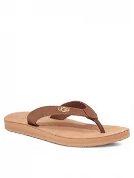 UGG Tawney Logo Flip Flop - Chestnut, Size 3, Women