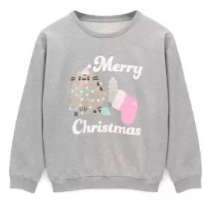 Pusheen Womens/Ladies Merry Christmas Jumper (M) (Grey)