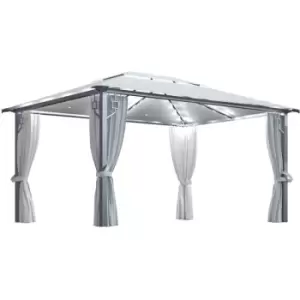 Vidaxl - Gazebo with Curtain&LED String Lights 4x3 m Cream Aluminium Cream