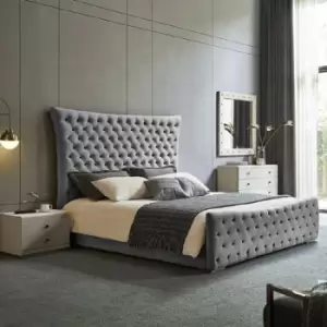 Envisage Trade - Plexa Upholstered Beds - Plush Velvet, King Size Frame, Grey - Grey