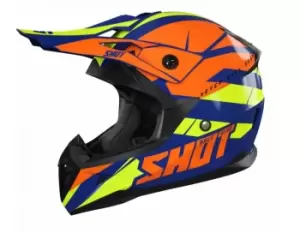 SHOT Pulse Revenge Navy Orange Neon Yellow Glossy Offroad Helmet L