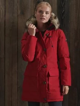 Superdry Rookie Down Parka Coat, Red, Size 6, Women