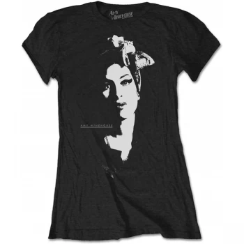 Amy Winehouse Scarf Portrait Ladies Medium T-Shirt - Black