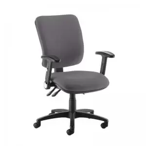 Senza high back operator chair with folding arms - Blizzard Grey