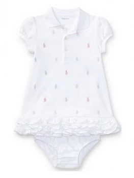 Ralph Lauren Baby Girls Pony Printed Polo Dress - White