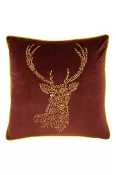 Forest Fauna Embroidered Woodland Stag Piped Cushion