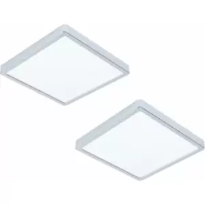 2 pack Wall Flush Ceiling Light Colour Chrome Shade White Plastic Bulb LED 20W