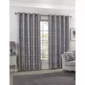 Emma Barclay Eden Eyelet Curtain 66 X 54 Silver (pair)