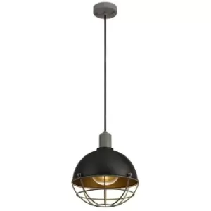 Ceiling Pendant, 1 Light E27, IP65, Matt Black, Grey - Luminosa Lighting