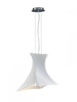 Dome Ceiling Pendant E27, Gloss White, Polished Chrome