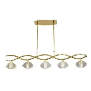 Alfa Linear Pendant 5 Light G9, Polished Brass