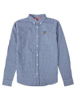 Lyle & Scott Boys Long Sleeve Gingham Shirt - Blue, Size 3-4 Years