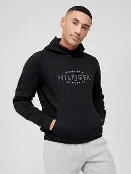 Tommy Hilfiger Curved Logo Overhead Hoodie - Black, Size L, Men