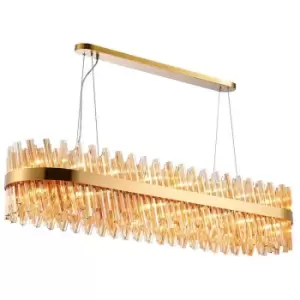 Luminosa Kalih 36 Light G9, Ceiling Pendant Oblong, Brass, Amber Item Weight: 33.98kg