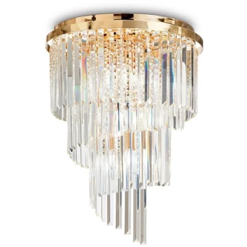 Ideal Lux Carlton - 12 Light Ceiling Light Chandelier Gold, E14