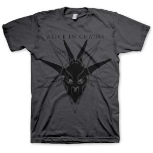 Alice In Chains - Black Skull Unisex Small T-Shirt - Grey