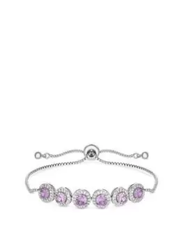 Jon Richard Rhodium Plated And Lavender Pave Toggle Bracelet, Silver, Women