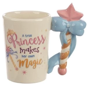 Cute Princess Wand Shaped Handle Ceramic Mug