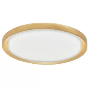 Merano - Beaumont 56cm Integrated LED Semi Flush Light Metal, Golden Leaf Outside White Inside LED 50W 2750Lm 3000K