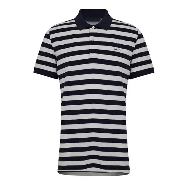 Gant Multi Stripe Short Sleeve Pique Polo Shirt - Blue XS