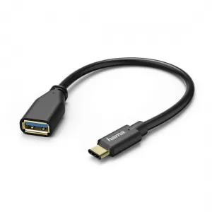 Hama USB-C Adapter Cable, USB-C Male - Female USB-3.1-A, gold, 0.15m