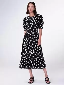 Aligne Ginn Spot Print Back Tie Dress - Black/White