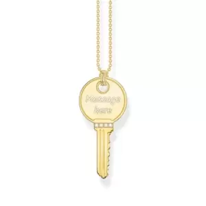 THOMAS SABO Gold Plated & CZ Rounded Key Necklace