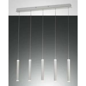 Fabas Luce Prado LED Straight Bar Pendant Ceiling Light White Glass