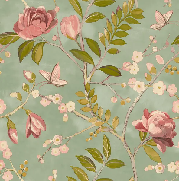 Lola Painted Floral Trail Smooth Wallpaper