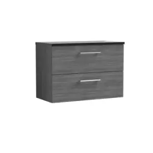 Nuie Arno 800mm Wall Hung 2 Drawer Vanity & Sparkling Black Laminate Top Anthracite