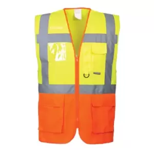 Portwest Prague Executive Class 2 Hi Vis Waistcoat Yellow / Orange 3XL