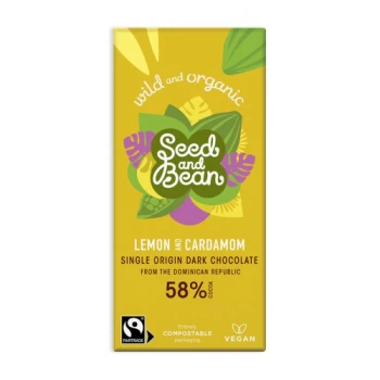 Org Seed & Bean Dark Chocolate Bar 58% - Lemon Cardamom - 85g x 8