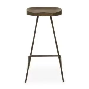 Interiors By Ph Elm Wood Bar Stool Brown Metal Frame