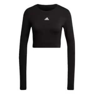 adidas AEROKNIT Seamless Fitted Cropped Long-Sleev - Black