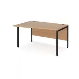 Office Desk Left Hand Wave Desk 1400mm Beech Top With Black Frame Maestro 25 MB14WLKB