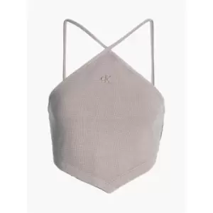 Calvin Klein Jeans Waffle Halter Neck Top - Brown