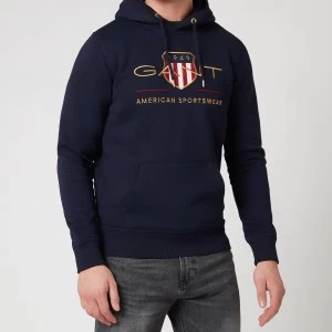 Gant Mens Archive Shield Hoodie - Evening Blue - XL