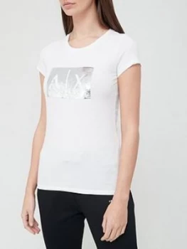 Armani Exchange Sequin Logo T-Shirt White Size M Women