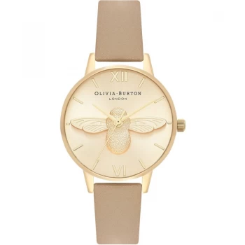 Olivia Burton 3D Bee Gold & Sand Ladies Watch OB16AM150