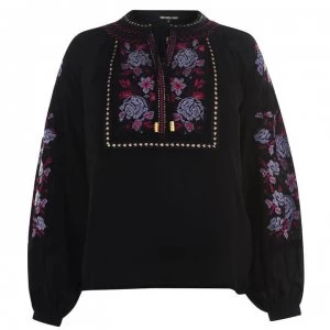 Biba Rose Embroidered Blouse - Black