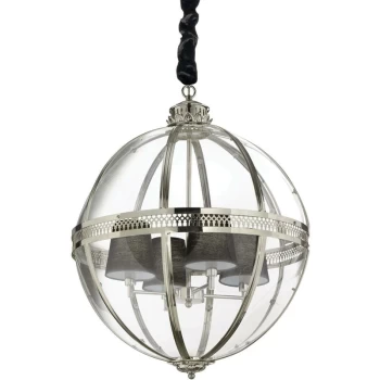 Ideal Lux Lighting - Ideal Lux World - 4 Light Spherical Ceiling Pendant Chrome