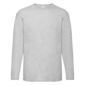 Fruit Of The Loom Mens Valueweight Crew Neck Long Sleeve T-Shirt (S) (Heather Grey)