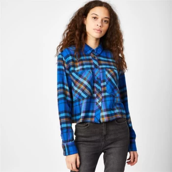 Jack Wills Cropped Check Shirt - Blue Check