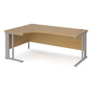 Office Desk Left Hand Corner Desk 1800mm Oak Top With Silver Frame 1200mm Depth Maestro 25 MCM18ELSO