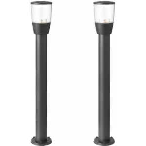 2 pack Outdoor Post Bollard Light Anthracite 1m LED Garden Driveway Path Lamp