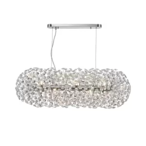 Salisbury Oblong Linear Ceiling Pendant 10 Light G9 Polished Chrome, Crystal (28 extra sets of crystal)