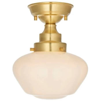 Merano Finale Semi Flush Ceiling Light Brass Plate & Opal Glass